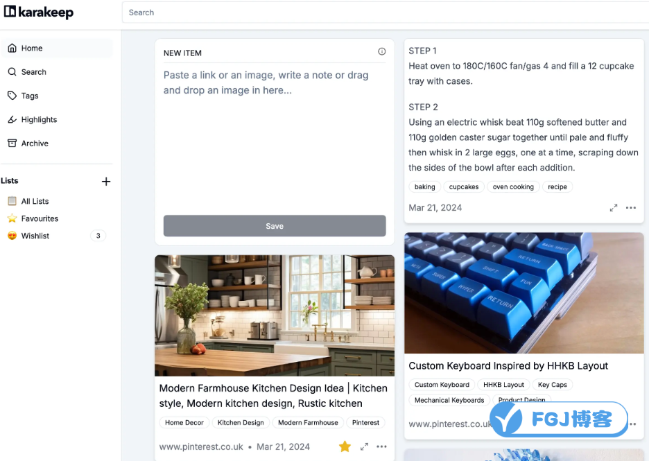 Karakeep - 综合性网络书签工具【开源】 2025111409522331